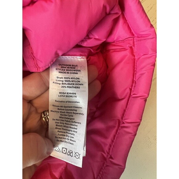 Eddie Bauer Girls Duck Down‎ Hot Pink Puffer Vest Size Small 7/8 Packable - Picture 3 of 5
